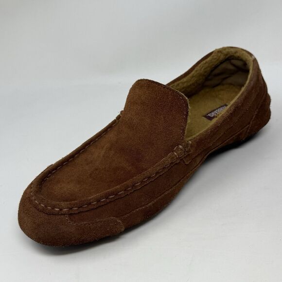 Samuel Hubbard Slippers Mens 12 Nutmeg Brown Suede Wool Fur Lined Slip On Shoes main image 5